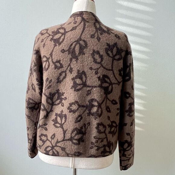 SKYR Norwegian Womens Brown Print wool floral grannycore zip front cardigan M - Picture 4 of 5